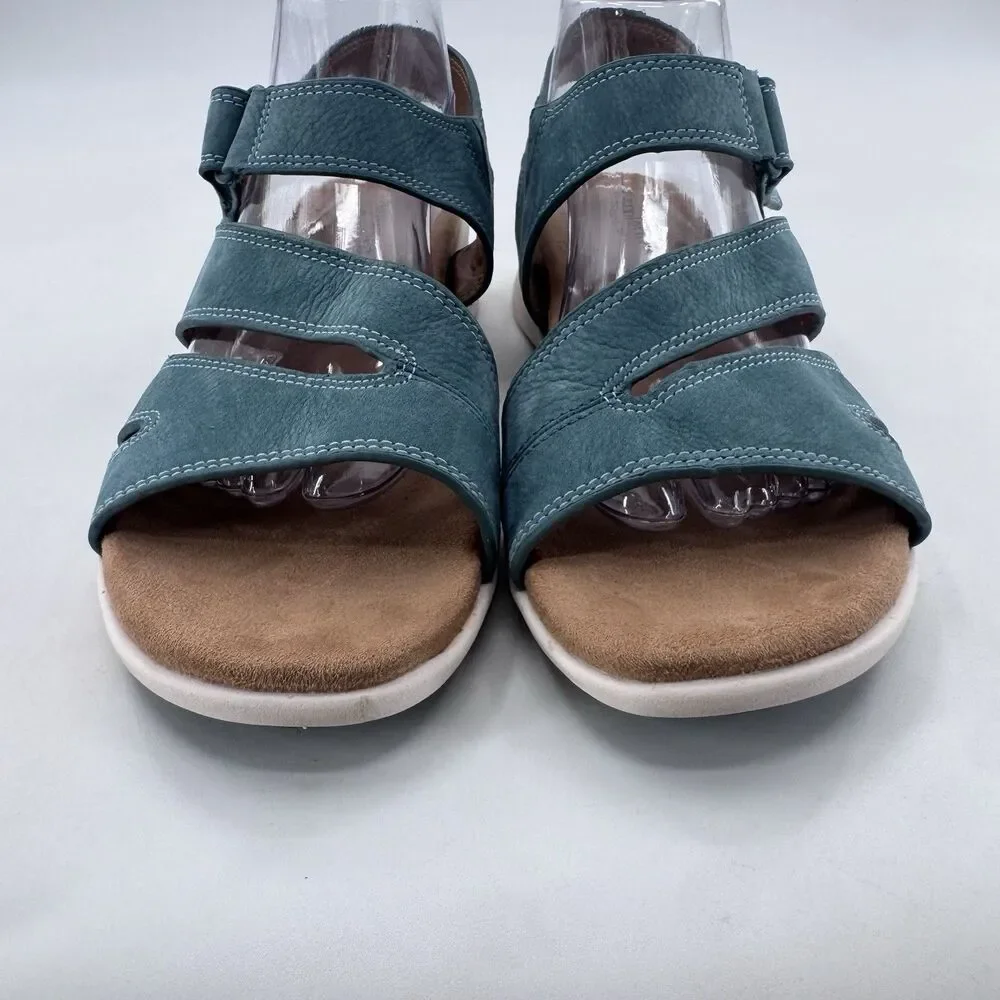 Comfortiva Leather Teal Women’s Sandal w/pillowtop Sz 11 M Fast Shipping